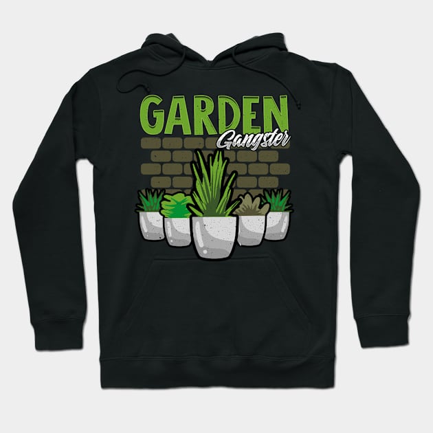 Cute & Funny Garden Gangster Gardening Pun Hoodie by theperfectpresents